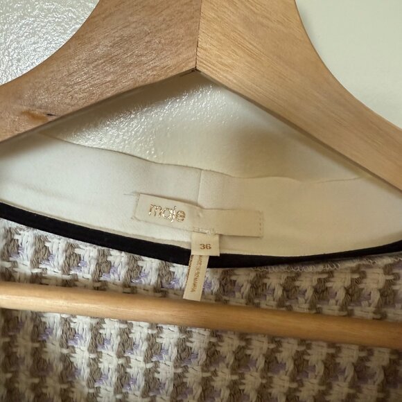 Maje Vido Lavender White Ecru Parme Tweed Jacket Cardigan 36 / S - Picture 5 of 12